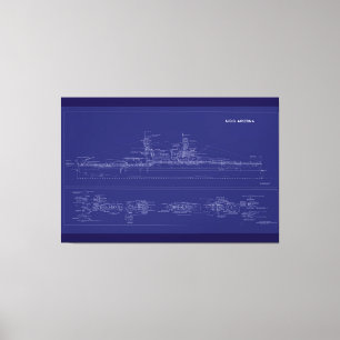 Battleship USS Arizona Blueprint Canvas Print