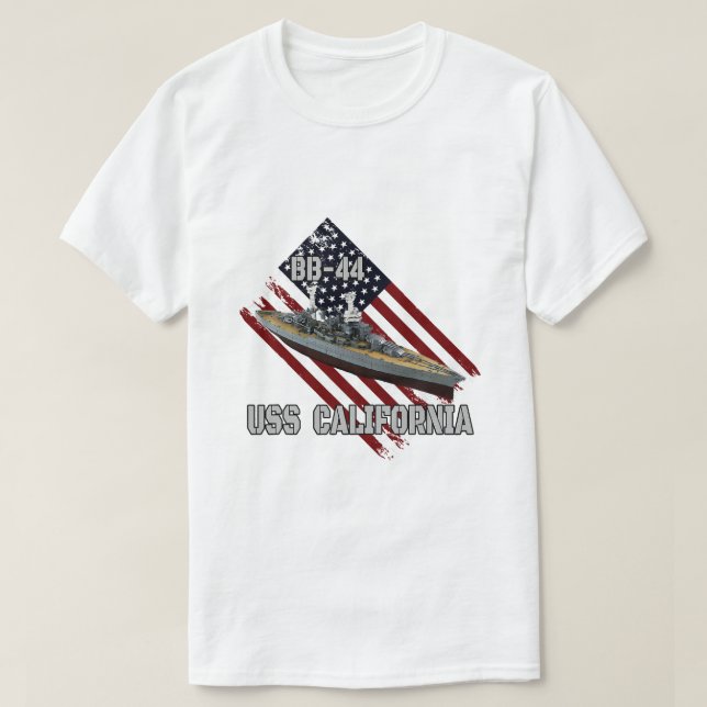 Battleship USS California BB44 Combat Warship Vete T-Shirt (Design Front)