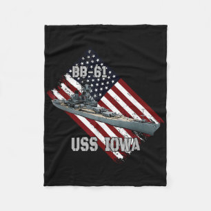 Battleship Uss Iowa & Combat Warship Bb-61 Vet Fleece Blanket