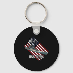 Battleship Uss Iowa &amp; Combat Warship Bb-61 Vet Key Ring