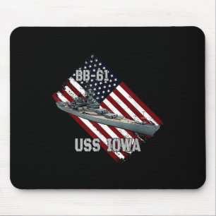 Battleship Uss Iowa & Combat Warship Bb-61 Vet Mouse Mat