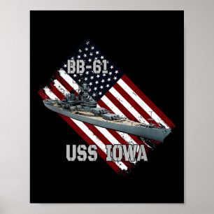 Battleship Uss Iowa & Combat Warship Bb-61 Vet Poster