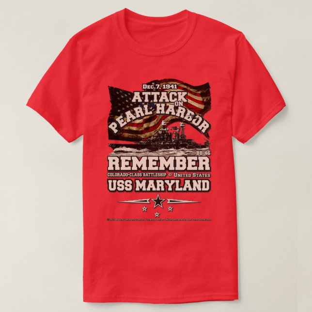 Battleship USS Maryland BB Pearl Harbour T-Shirt (Design Front)