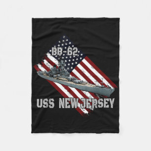 Battleship Uss New Jersey Bb-62 &amp; Combat Warsh Fleece Blanket