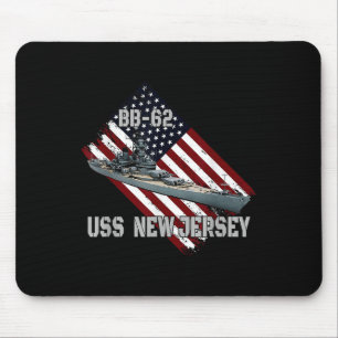 Battleship Uss New Jersey Bb-62 & Combat Warsh Mouse Mat