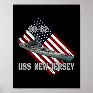 Battleship Uss New Jersey Bb-62 &amp; Combat Warsh Poster