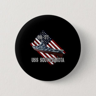 Battleship Uss South Dakota Bb-57 &amp; Combat War 6 Cm Round Badge