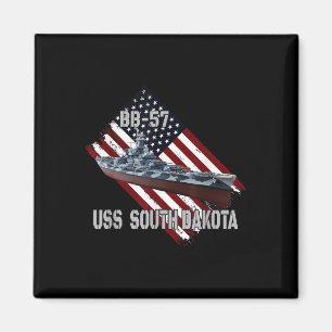 Battleship Uss South Dakota Bb-57 &amp; Combat War Magnet