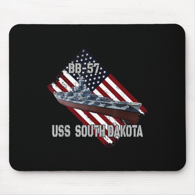Battleship Uss South Dakota Bb-57 &amp; Combat War Mouse Mat (Front)