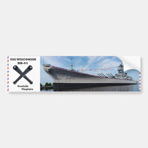 Battleship USS Wisconsin BB-64 Bumper Sticker