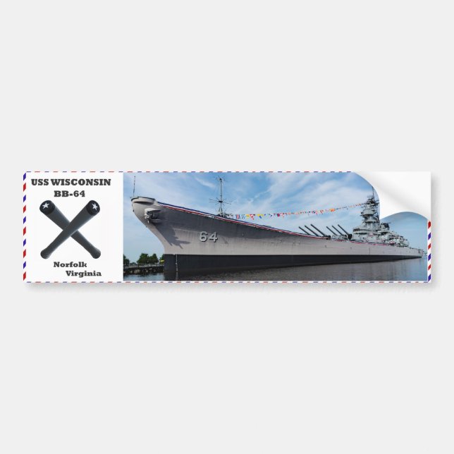 Battleship USS Wisconsin BB-64 Bumper Sticker (Front)