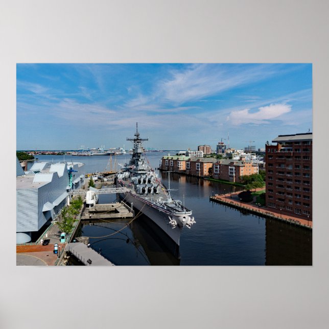 Battleship USS Wisconsin BB-64 Harbor View, 19x13  Poster (Front)