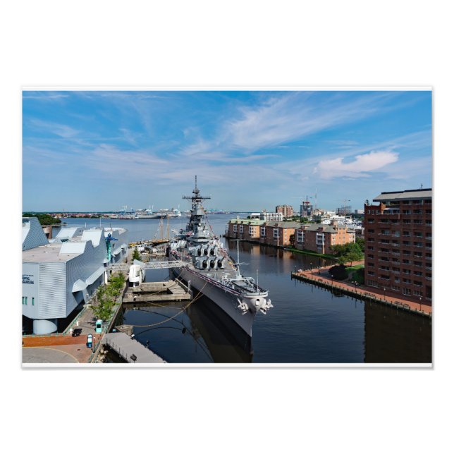Battleship USS Wisconsin BB-64 Harbour View Photo Print (Front)