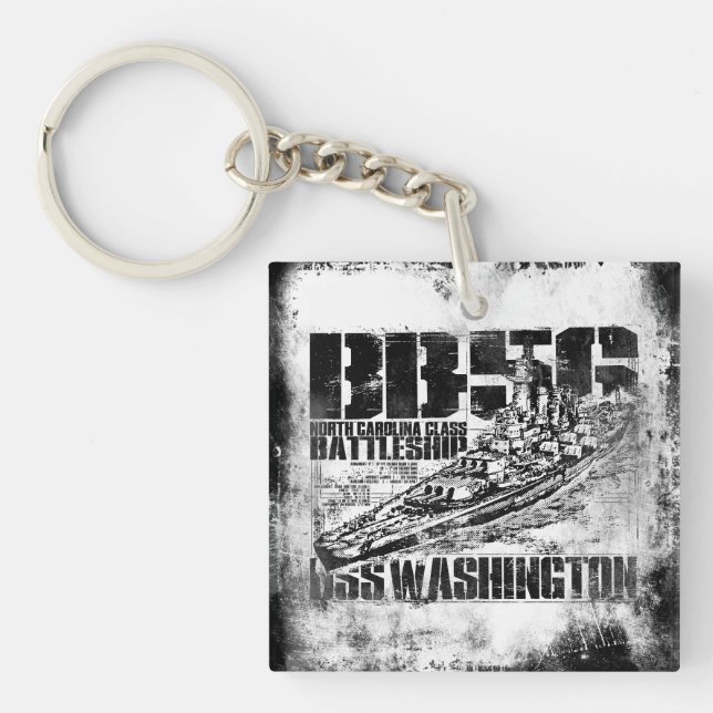 Battleship Washington Double-Sided Square Acrylic Key Ring (Front)