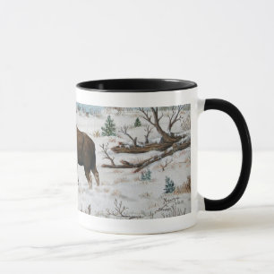 Battling Bull Moose Wildlife Art Scene Mug