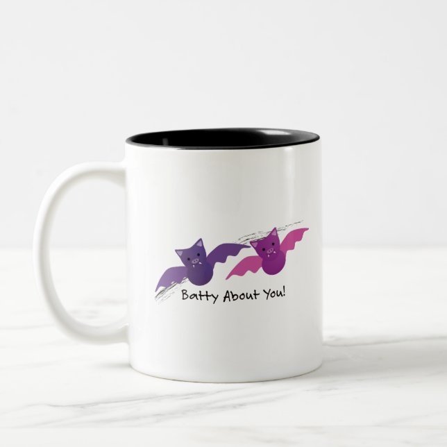 Batty About You Bats Two-Tone Coffee Mug (Left)