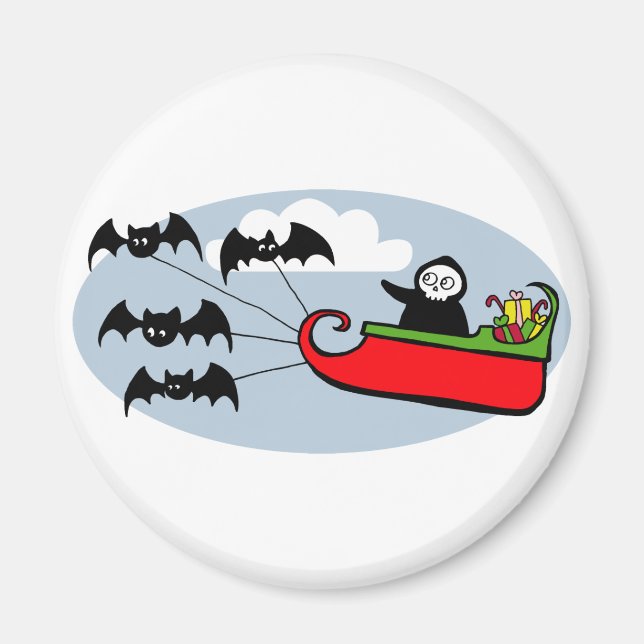 Batty Christmas Sleigh Magnet (Front)