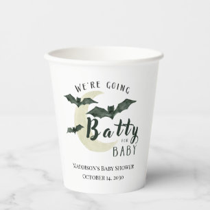 Batty for Baby Bat And Moon Halloween Baby Shower Paper Cups