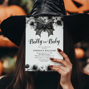 Batty for Baby Gothic Halloween Baby Shower Invitation