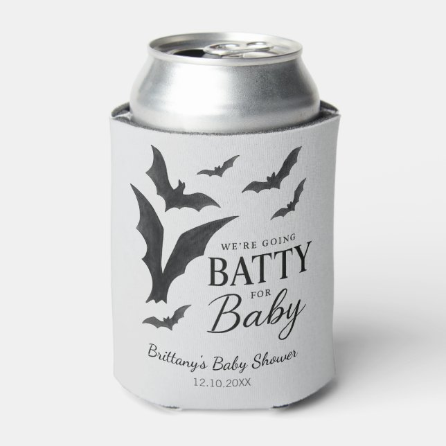 Batty For Baby Halloween Bats Baby Shower Can Cooler (Can Front)
