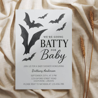 Batty For Baby Halloween Bats Baby Shower Invitation