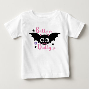 Batty for Daddy Cute 1st Halloween Pink Bat Baby T-Shirt