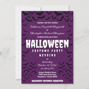 Batty Halloween Costume Party Wedding Invitation