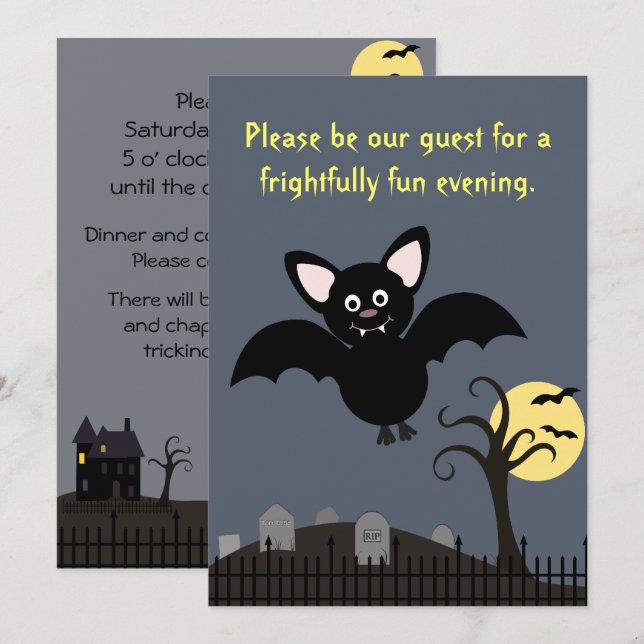 Batty Halloween Invitation (Front/Back)