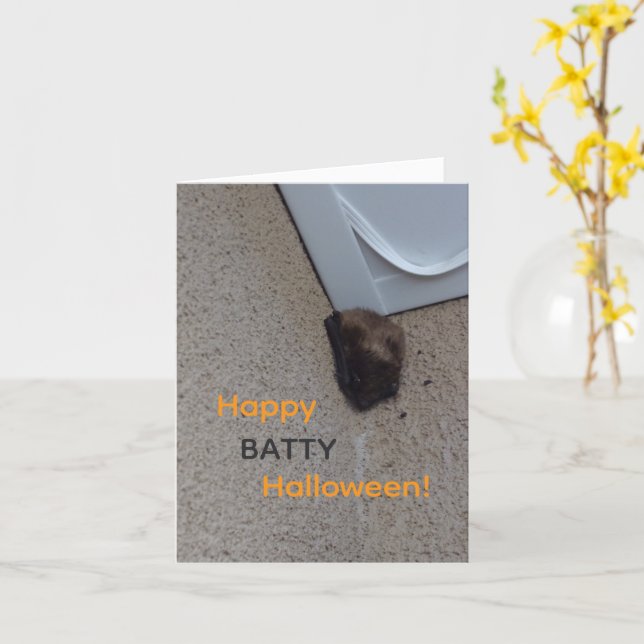 Batty Halloween Note Card (Yellow Flower)
