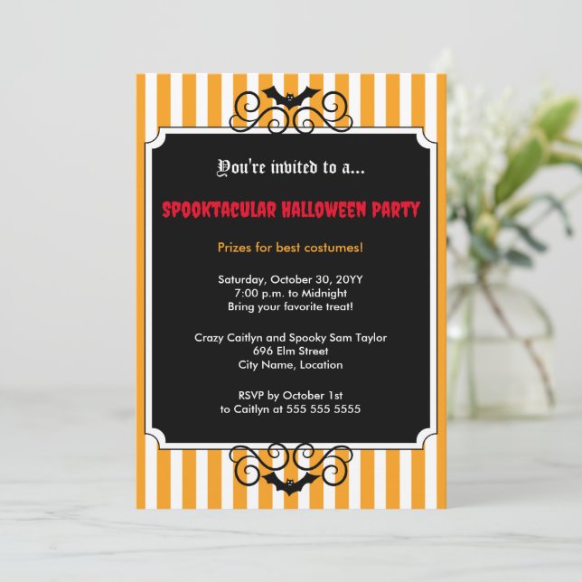 Batty Halloween Party Invitation (Standing Front)