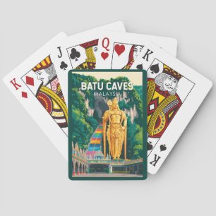 Batu Caves Malaysia Illustration Travel Art Retro Playing Cards
