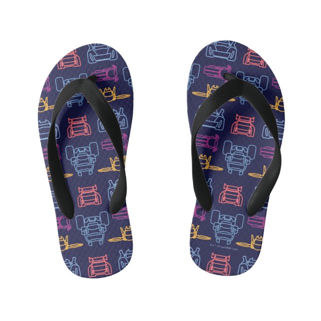 Batwheels™ Neon Outline Pattern Kid's Flip Flops (Footbed)