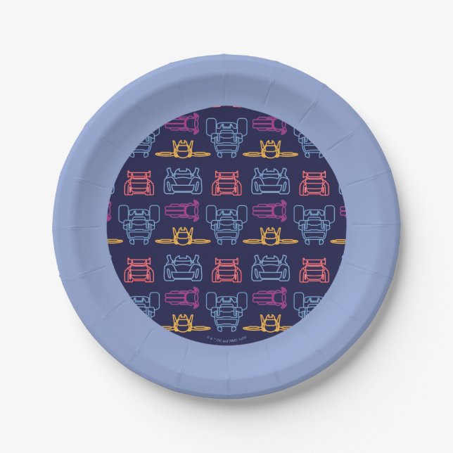 Batwheels™ Neon Outline Pattern Paper Plate (Front)