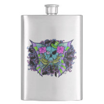 Batwing Skull Premium Flask