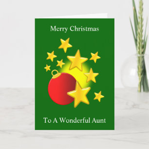 Bauble And Stars Aunt Christmas Holiday Card