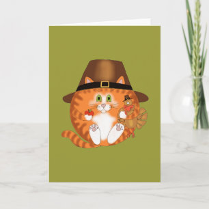 Bauble Cat Thanksgiving Holiday Card