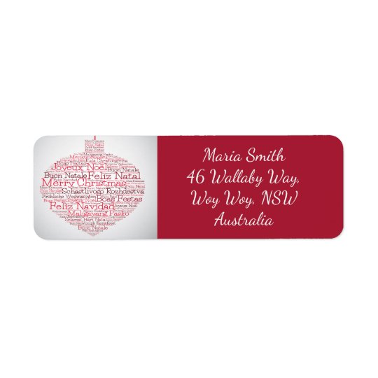 Bauble made of 'Merry Christmas' words Return Address Label