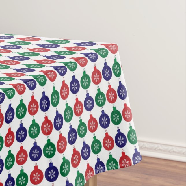 Bauble Pattern Colourful Christmas Tablecloth (In Situ)