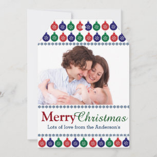 Bauble Pattern Custom Photo Holiday Card