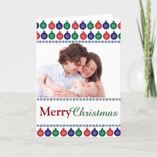 Bauble Pattern Custom Photo Holiday Card
