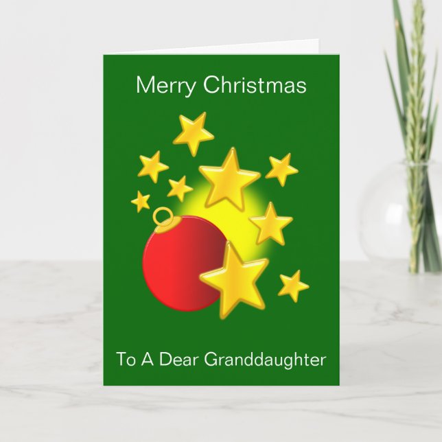 Bauble With Stars Design Granddaughter Christmas Holiday Card (Front)