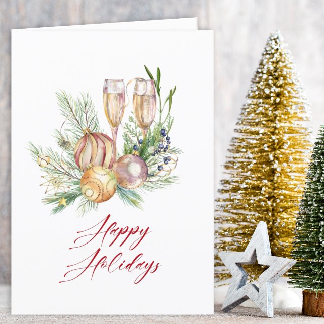 Baubles and Champagne Holiday Greeting (Creator Uploaded)