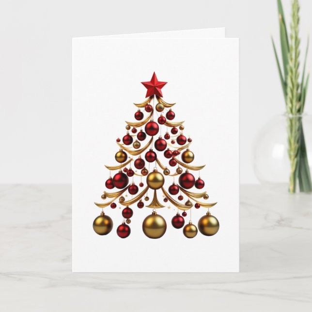 Baubles Christmas Tree Holiday Card (Front)