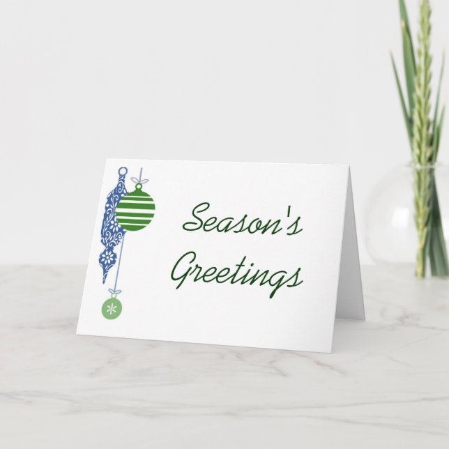 Baubles Design Personalised Christmas Holiday Card (Front)