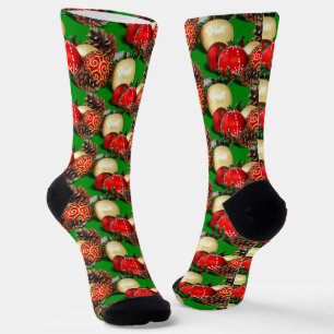 Baubles & Pine Cones Christmas Socks