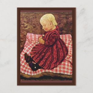 Bauer Child On Red-Checked Pillows By Modersohn-Be Postcard