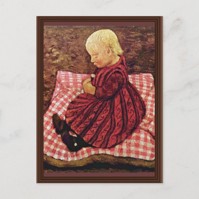 Bauer Child On Red-Checked Pillows By Modersohn-Be Postcard (Front)