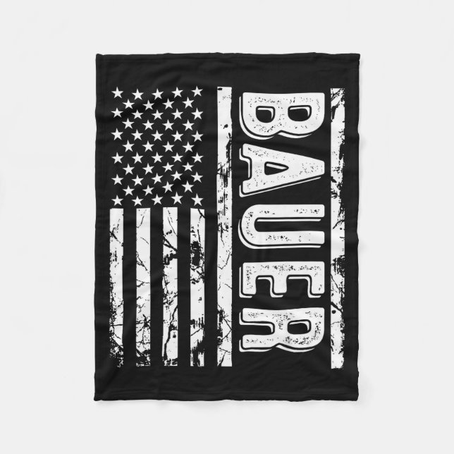 Bauer Last Name Funny Surname Team Bauer Family Re Fleece Blanket (Front)