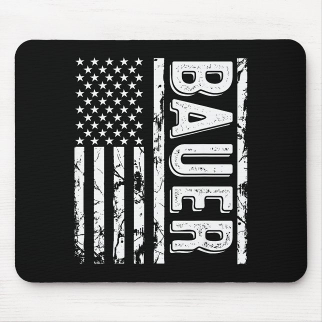 Bauer Last Name Funny Surname Team Bauer Family Re Mouse Mat (Front)