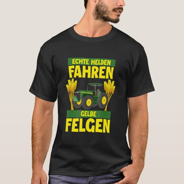 Bauer Tractor Farmer Child Real Heroes Driving Yel T-Shirt (Front)